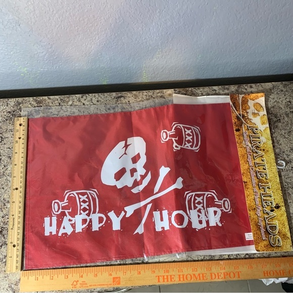 Flappin Flags: Happy Hour 2 sided Red/White Skull Water Resistant Flag - Picture 6 of 7